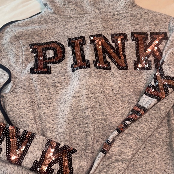 PINK Victoria's Secret Jackets & Blazers - Size XS bling gold sequin full zipper sweatshirt